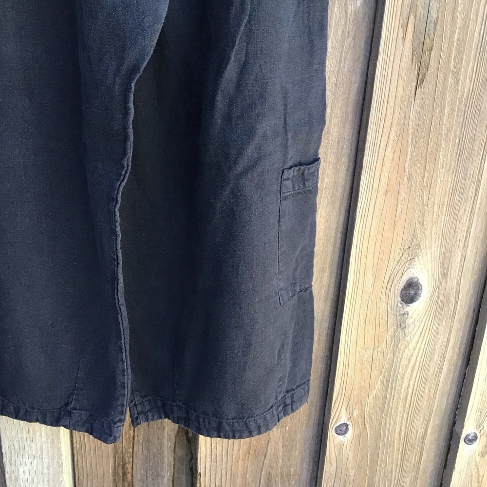 Bryn Walker Black Linen Cropped Wide Leg Pants Women's XL Made in USA - Picture 7 of 8